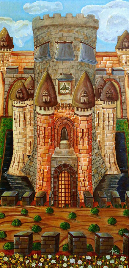 Medieval Golden Castle Art Print by Angeles M Pomata