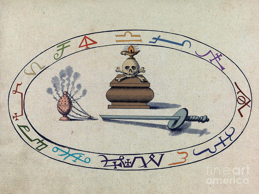Magic Circle, Cabbalistic Symbols Photograph by Science Source