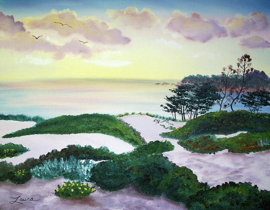 Magic Dawn at a Hidden Beach Painting by Laura Iverson