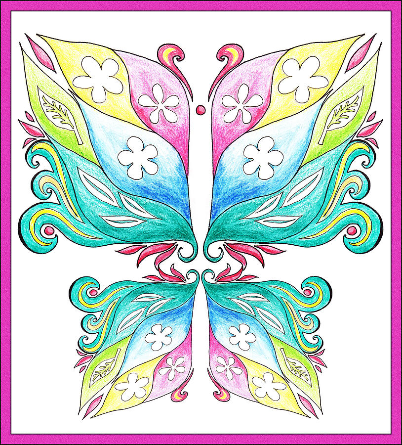 Magic Floral Butterfly Baby Pink Painting by Irina Sztukowski