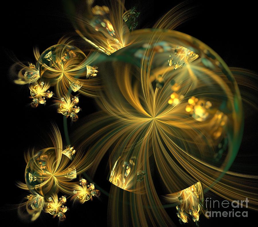 Abstract Digital Art - Magic Golden Wishes by Kim Sy Ok