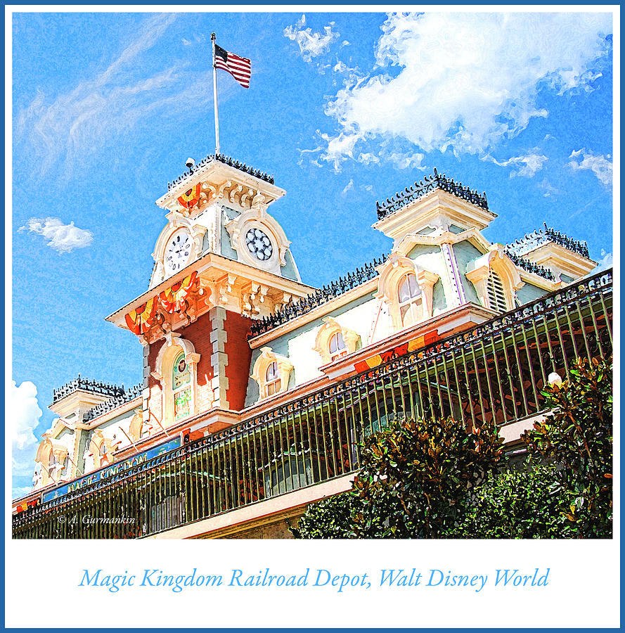 Magic Kingdom Train Station, Walt Disney World Digital Art by A Macarthur Gurmankin