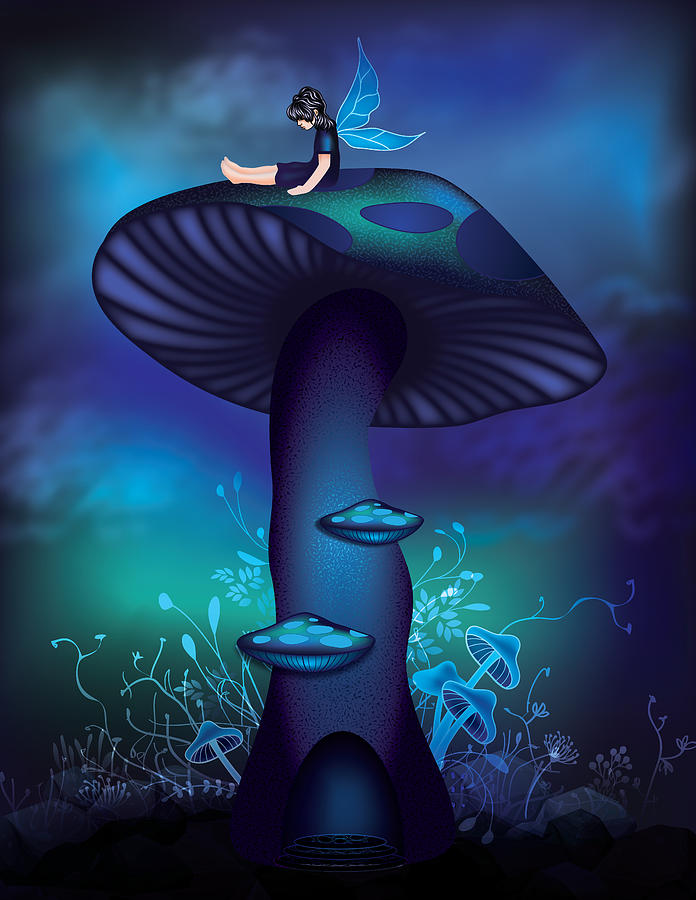 Magic Mushroom Tree Digital Art by Serena King