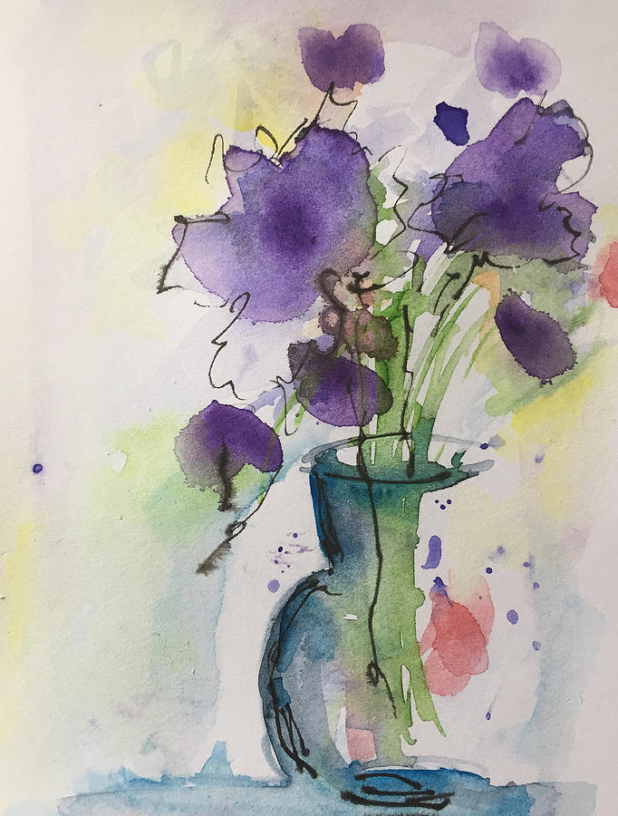 Magic Purple Flowers Painting by Britta Zehm