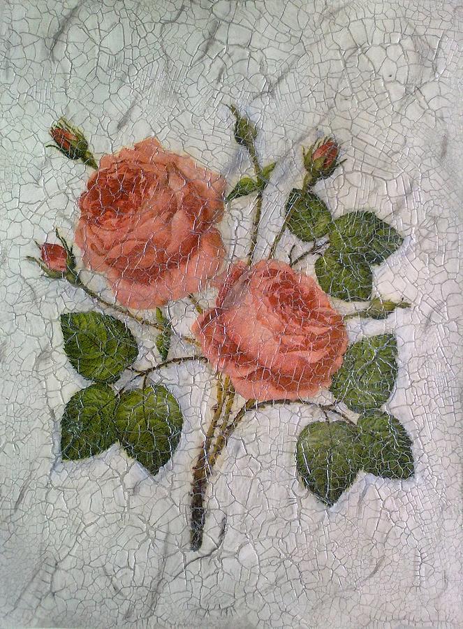 Magic Roses Antique Look Art Painting by Georgeta  Blanaru