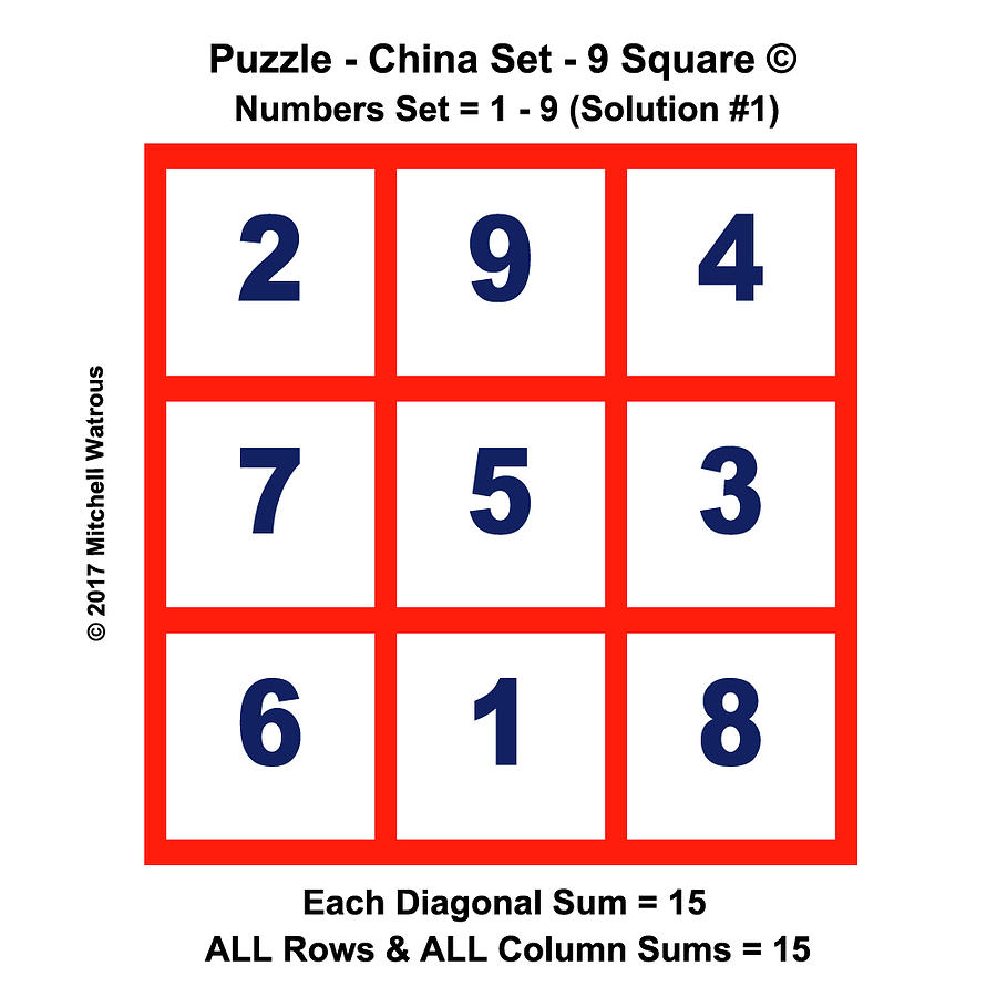 Magic Square 9 - Solution #1 Digital Art by Mitchell Watrous - Pixels