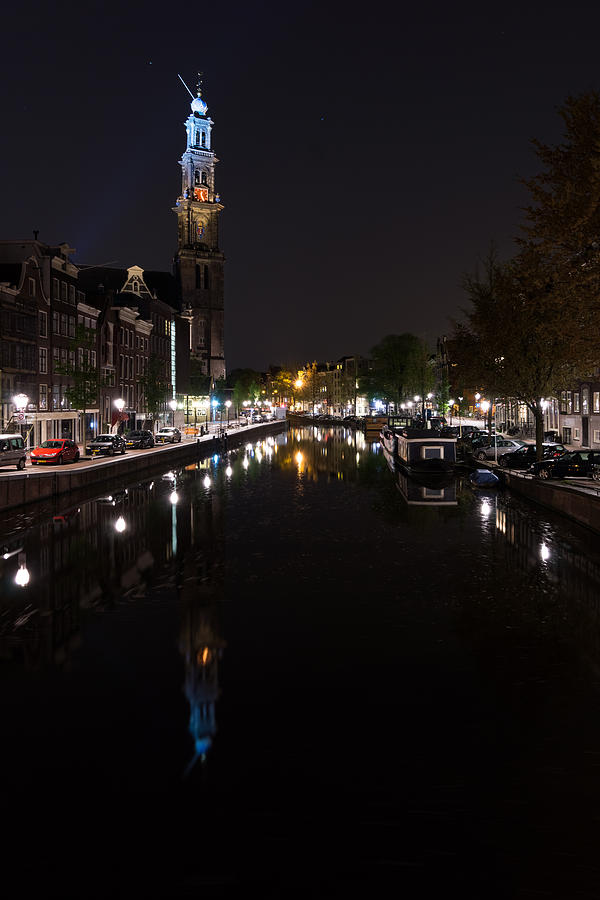 Magical Amsterdam Night - Blue Crown Skyline Photograph by Georgia Mizuleva