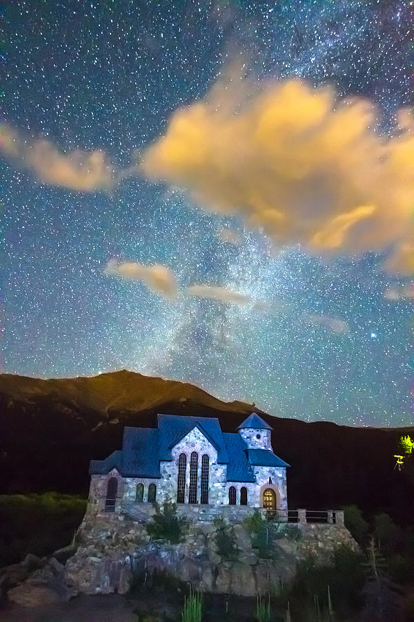 Magical Chapel On The Rock Milky Way Sky Photograph