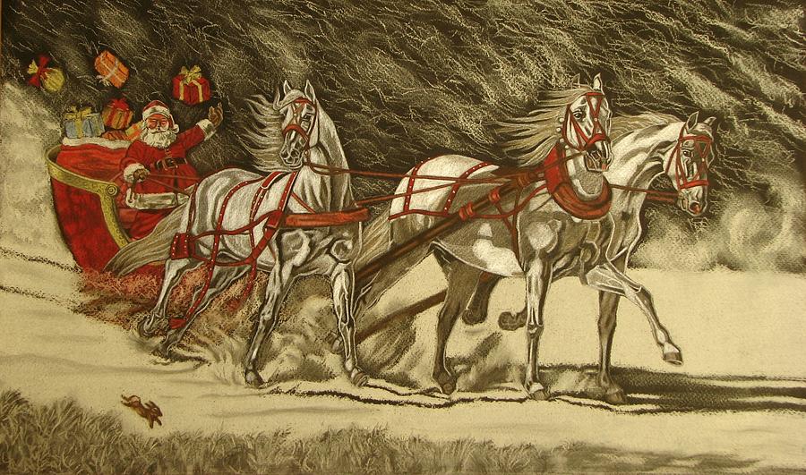 Horse Drawing - Magical Christmas by Melita Safran