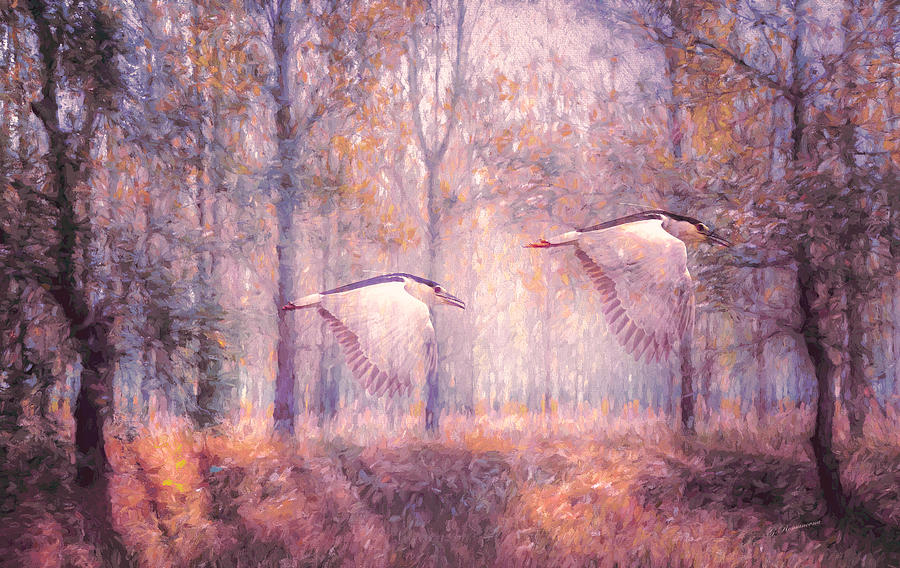 Magical Forests Impressionism Rose Quartz Tone Painting by Georgiana Romanovna