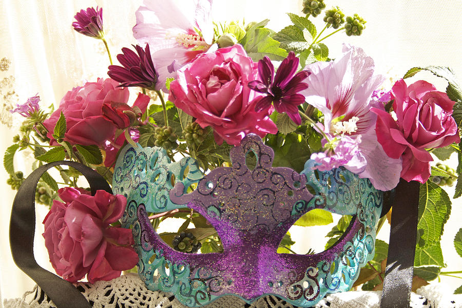 Flower Photograph - Magical Masquerade Mask Bouquet by JoDee Luna