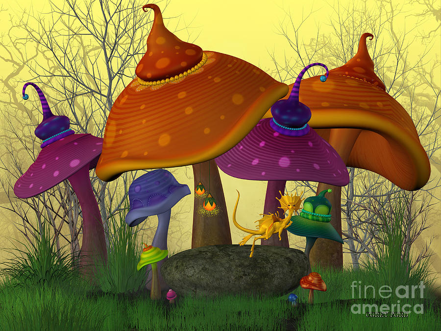Magical Mushrooms Painting by Corey Ford