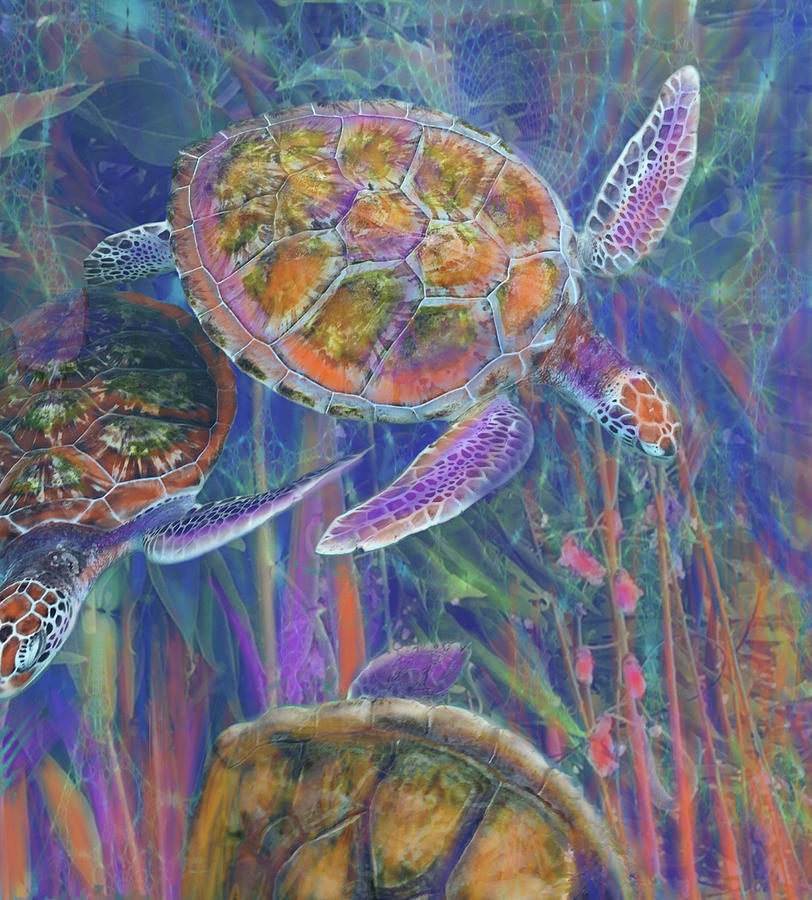 Magical Sea Turtles Painting by Julianne Ososke