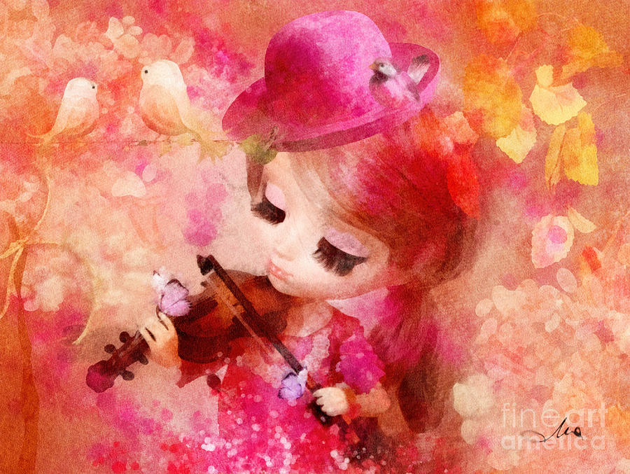 Magical Violin Painting by Mo T