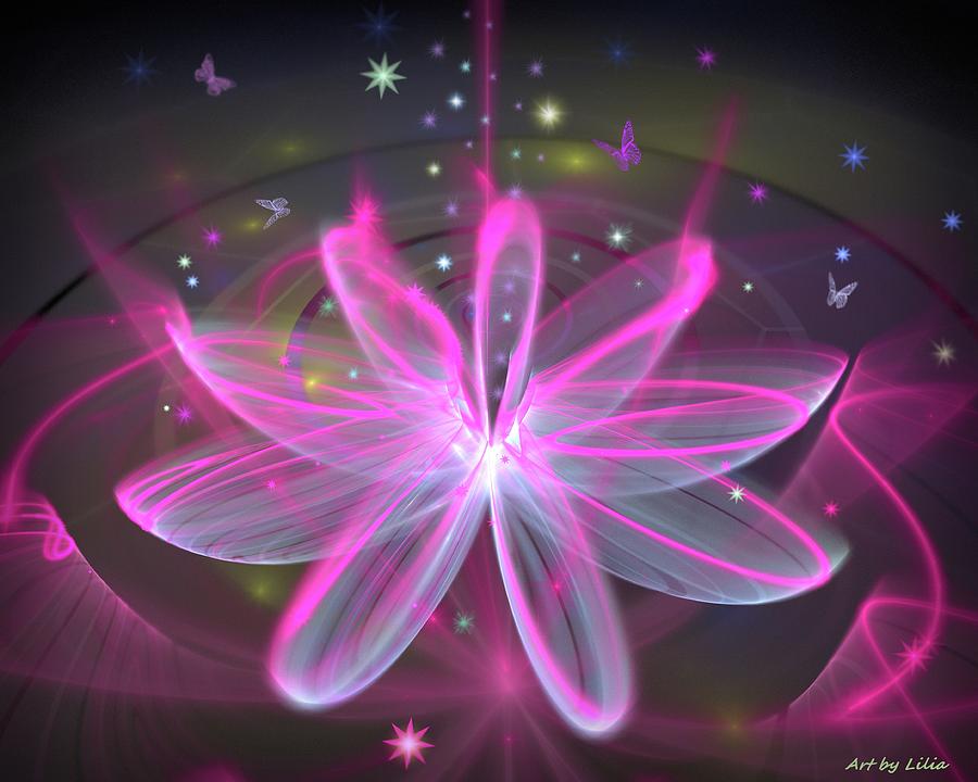Magical water Lily Digital Art by Lilia S
