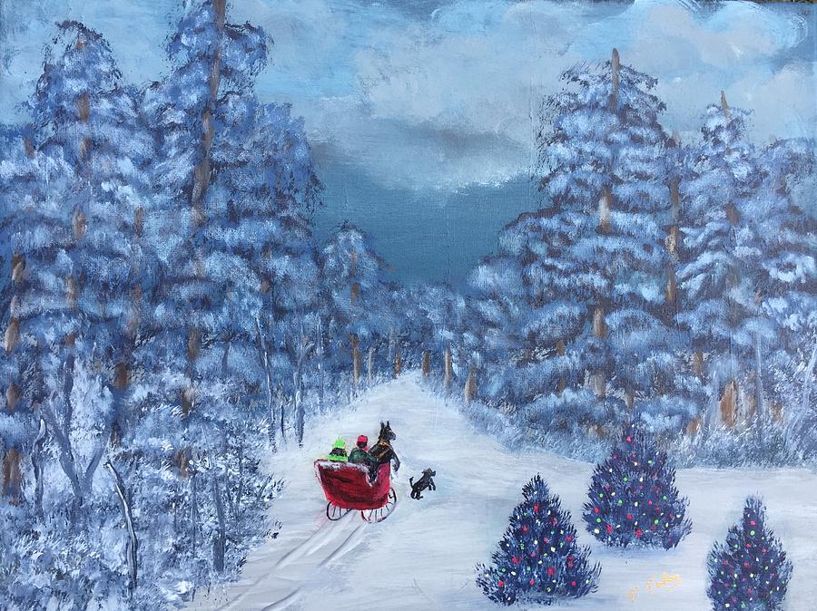 Magical Winter Sleigh Ride Painting by Terry Tuley - Fine Art America