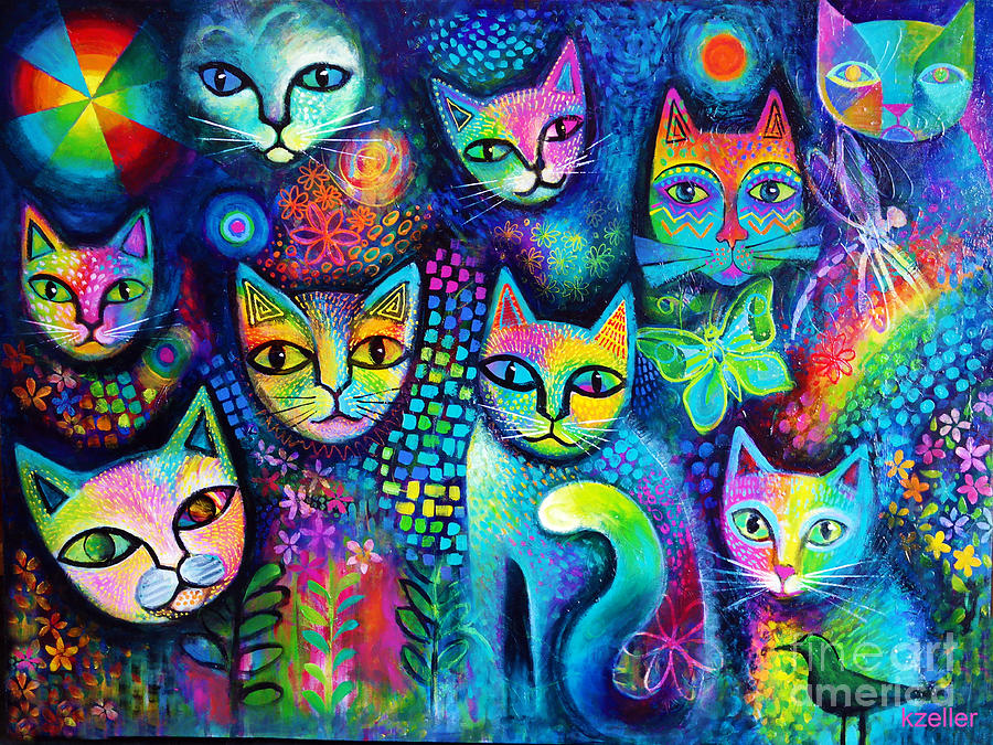 Cat Painting - Magicats by Karin Zeller