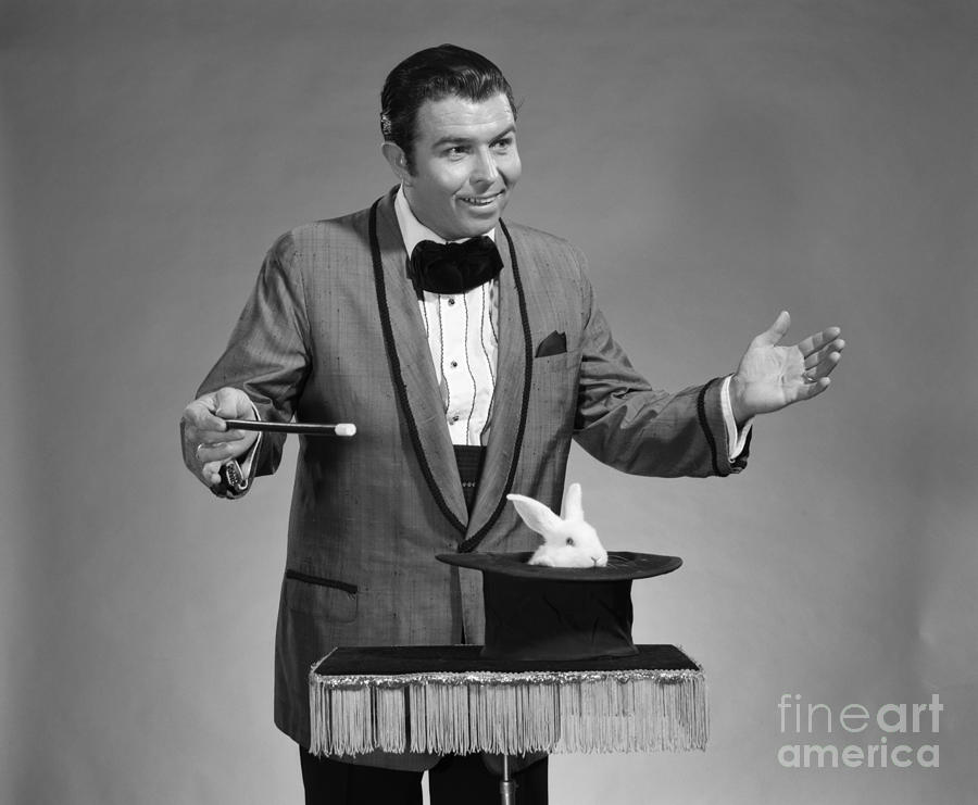 Animal Photograph - Magician Conjures Rabbit, C.1960s by H. Armstrong Roberts/ClassicStock