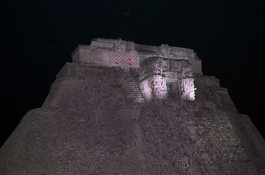 Magicians house at Uxmal Night Show Digital Art by Carol Ailles