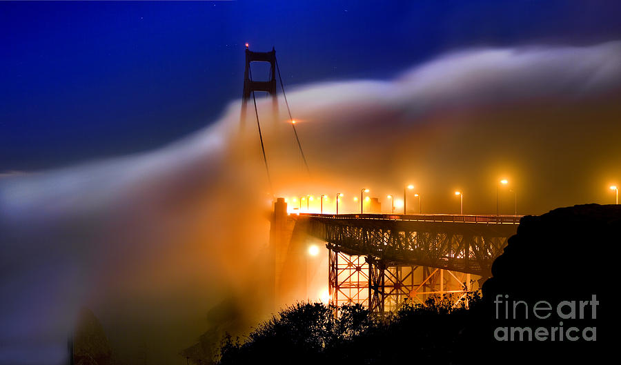 Magical Golden Gate Bridge in the Moonlight Photograph by Wernher Krutein