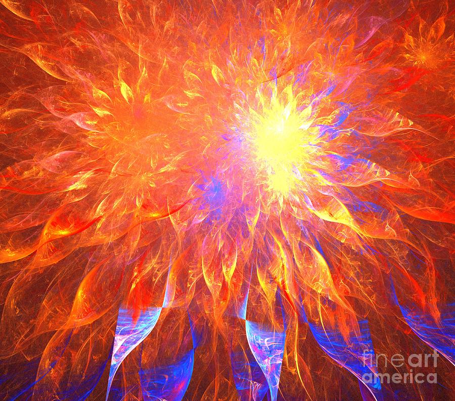 Abstract Digital Art - Magma Orange Floral by Kim Sy Ok