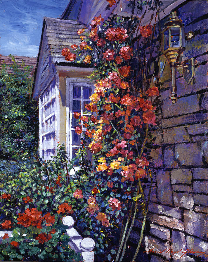Magnificent Climbing Roses Painting by David Lloyd Glover