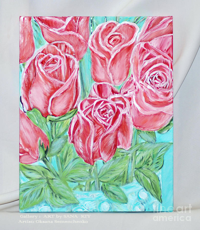 Magnificent Roses. Charming  Holiday and Home Art Collection 2015 Painting by Oksana Semenchenko