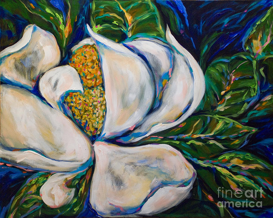 Magnolia Bloom Painting by Linda Olsen