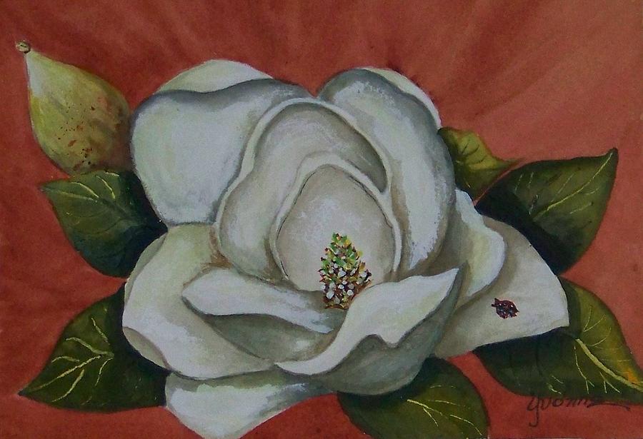 Canvas Magnolia Print Ladybug Flowers Flowers