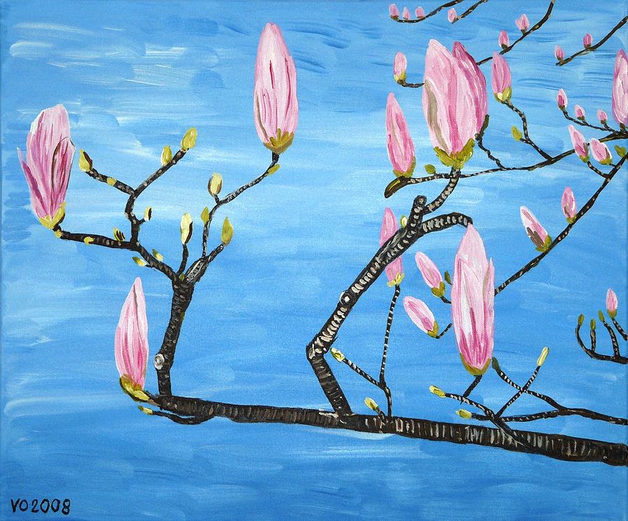 Magnolia Blossom Painting by Valerie Ornstein