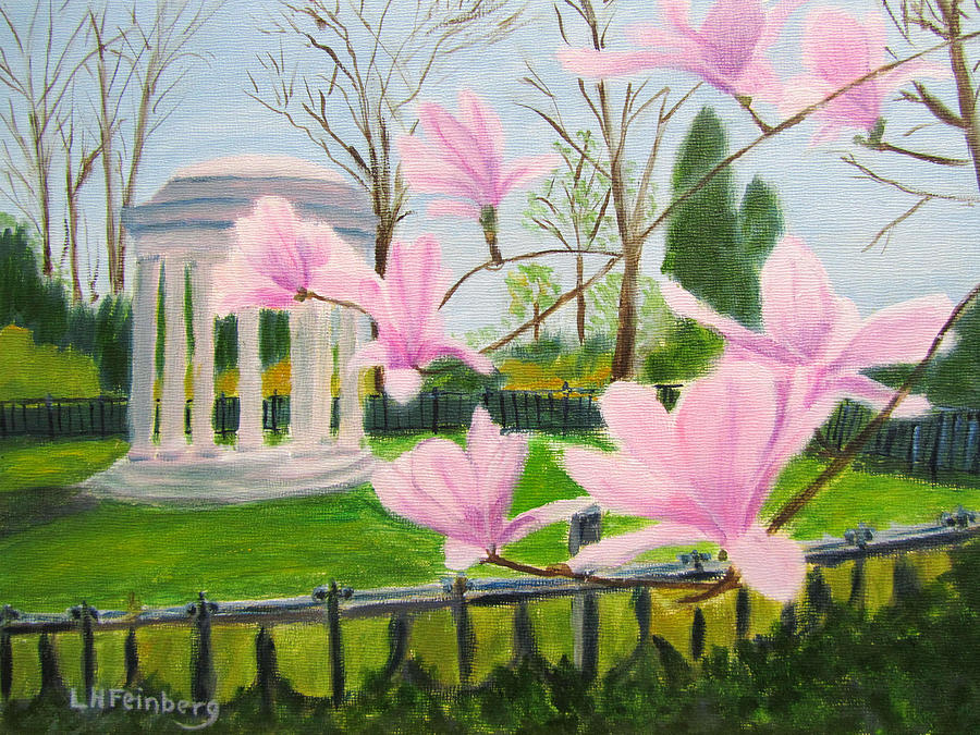 Magnolia Blossoms at Wagner Park Painting by Linda Feinberg
