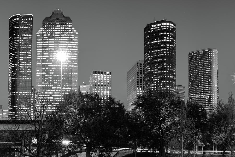 Houston Skyline Photograph - Magnolia City in Black and White - Houston Texas Skyline by Gregory Ballos