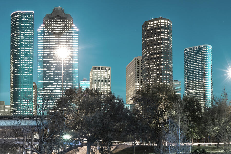 Magnolia City In Blues - Houston Texas Skyline Photograph