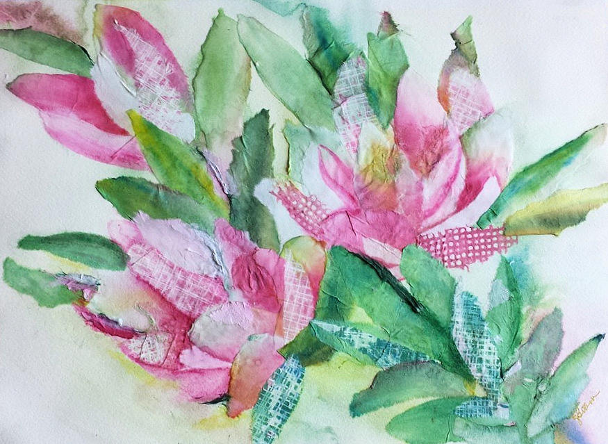 Magnolia Collage Painting by Elise Boam