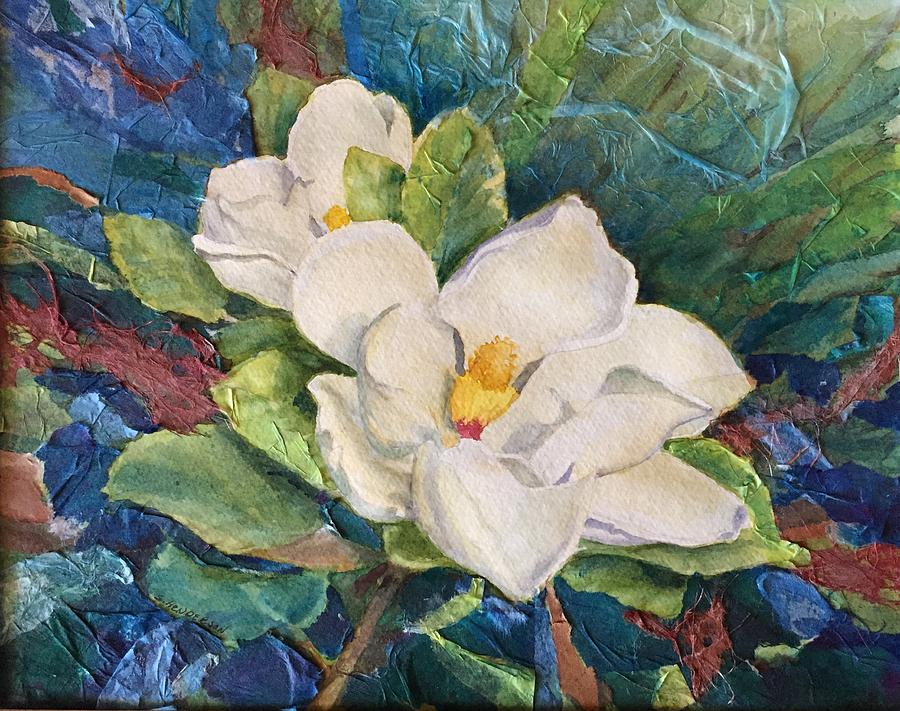 Florals Painting - Magnolia collage by Shelley Henderson