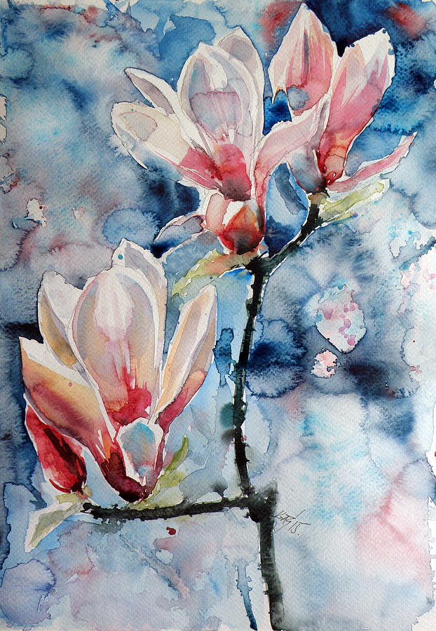 Magnolia Painting by Kovacs Anna Brigitta