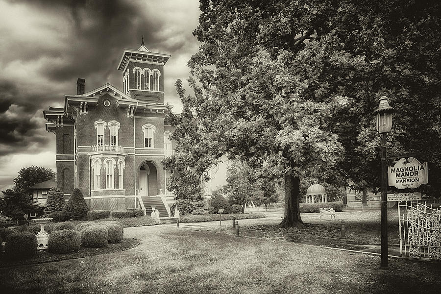 Magnolia Manor in Black and White Photograph by Susan Rissi Tregoning