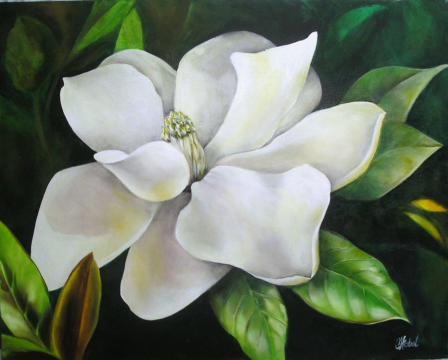 Magnolia Oil Painting Painting by Chris Hobel