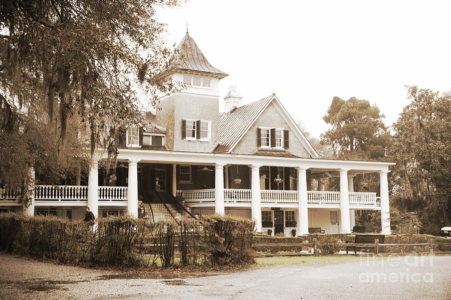 Magnolia Plantation House in Sepia Photograph by Carol Groenen