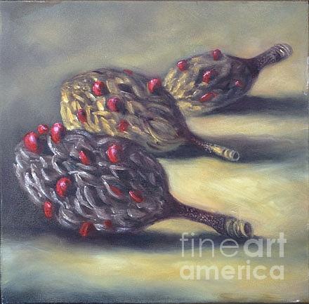 Magnolia Seedpods Painting by Rand Burns
