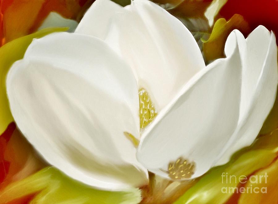 Magnolia Flower Mixed Media by Susan Garren