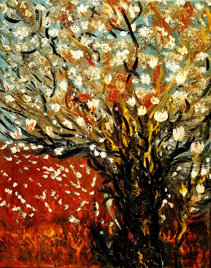 Magnolia Tree Painting by Evelina Popilian