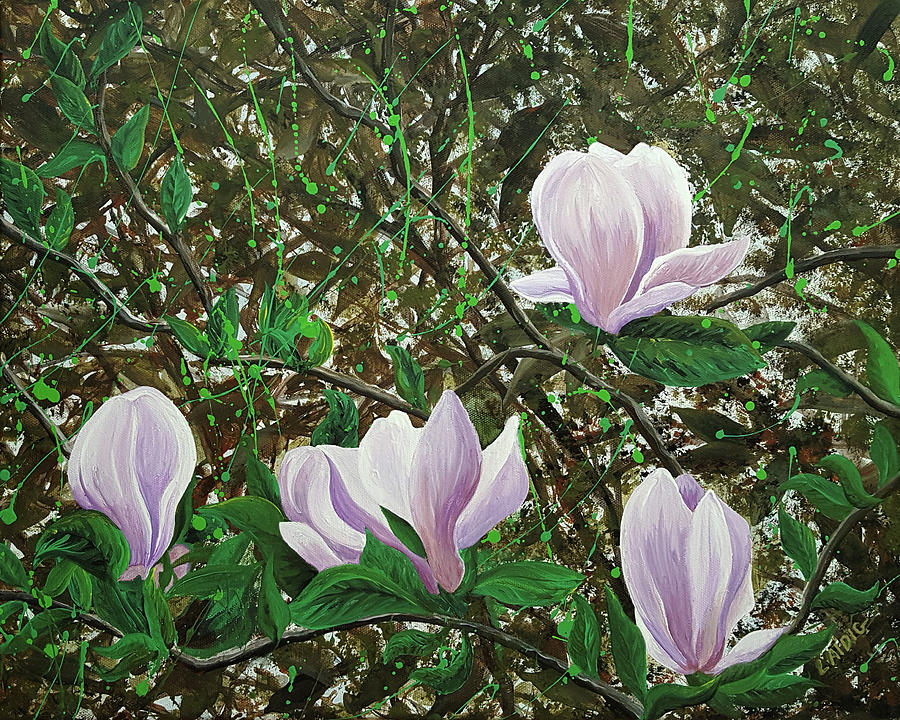 Magnolias Painting by Aarron Laidig