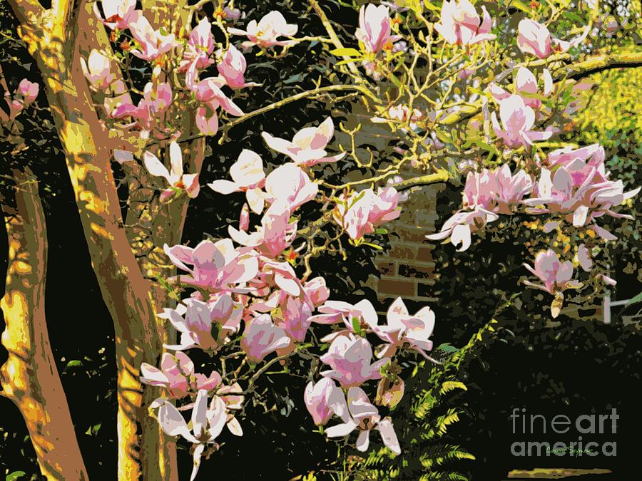 Magnolias And Sunshine Posterized Mixed Media by Leanne Seymour