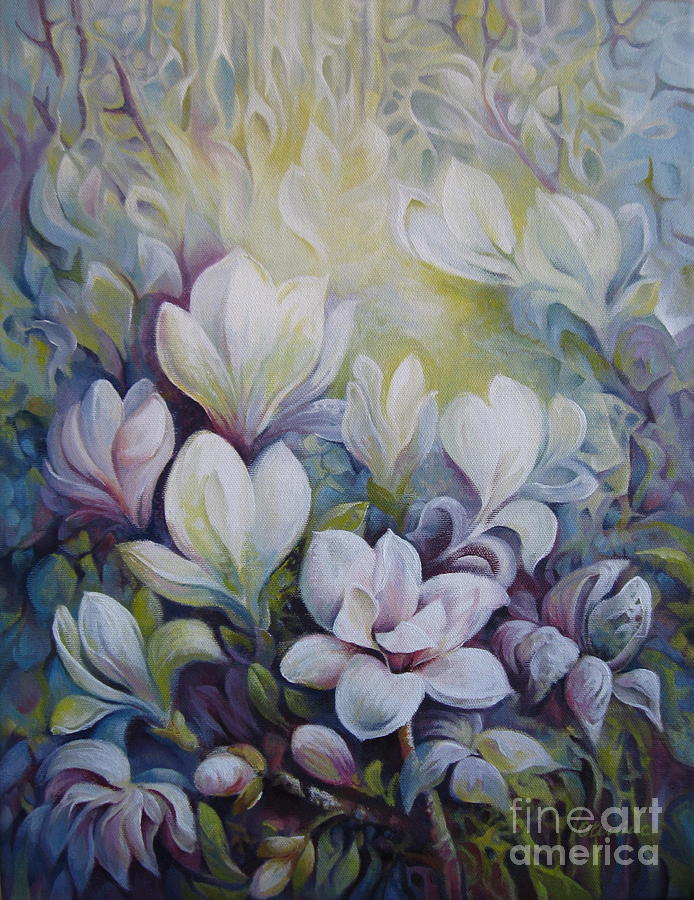 Magnolias Painting by Elena Oleniuc