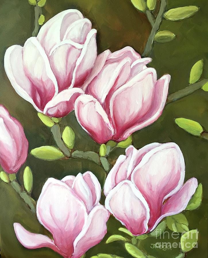 Magnolias, gentle pink Painting by Inese Poga