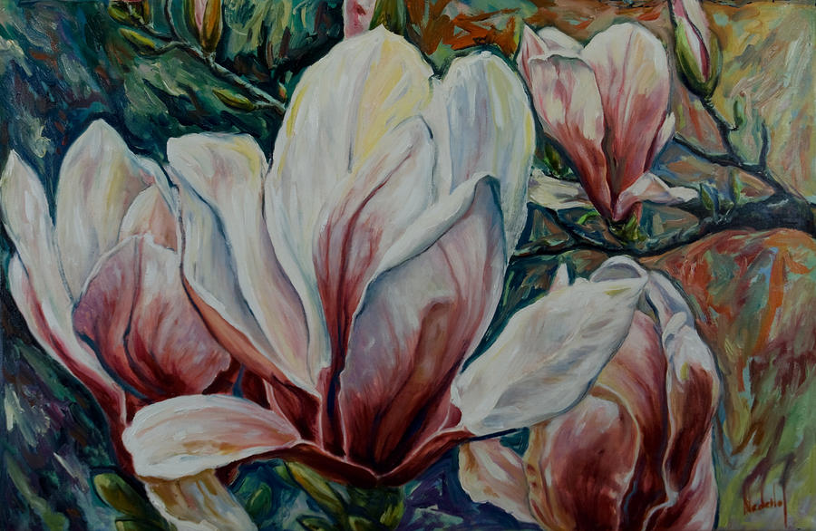 Magnolias Painting by Rick Nederlof