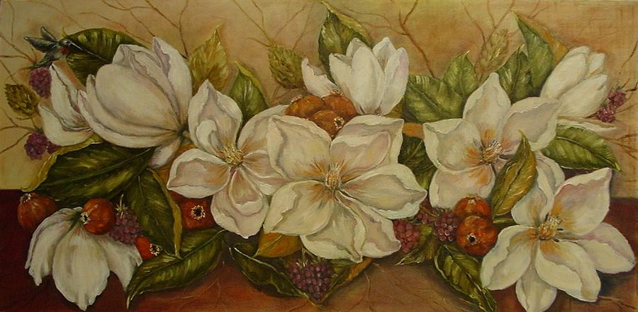 Magnolia Painting - Magnolias by Tresa Crain Magnolia Painting - Magnolias by Tresa Crain