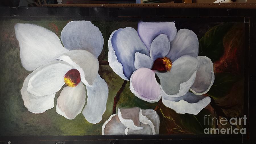 Magnolias White Flower Painting by Barbara Haviland