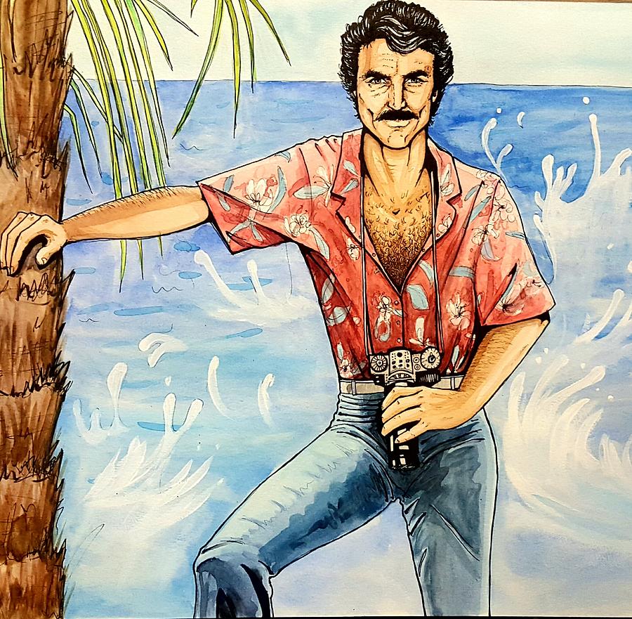 Celebrity Painting - Magnum P.I. by Carolyn Anderson
